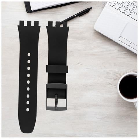 Cinturino Di Ricambio Premium In Silicone Per Orologio Swatch Black 16 Mm - Foto 7