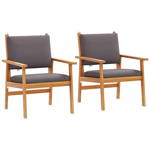 Sedia da giardino  2 pz con cuscini in legno massello di acacia - Foto 1