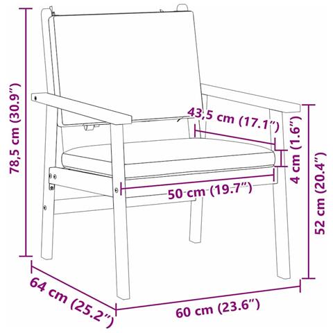 Sedia da giardino  2 pz con cuscini in legno massello di acacia - Foto 9