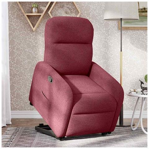 Poltrona Alzapersona Reclinabile Rosso Vino in Tessuto - Foto 2
