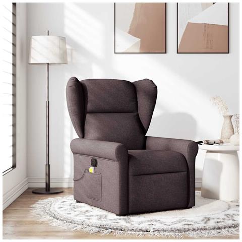 Poltrona Massaggiante Reclinabile Marrone Scuro in Tessuto - Foto 2