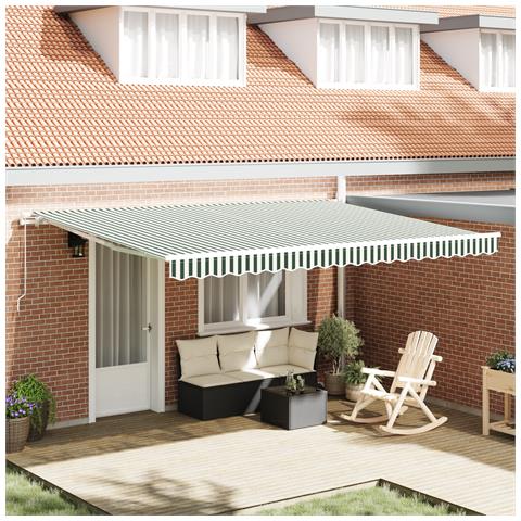 Tessuto di Sostituzione per Tenda per Telaio di 4.5x3.5 m Verde e Bianca - Foto 2