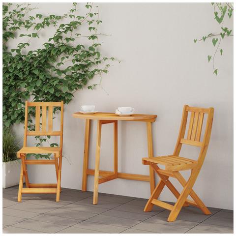 Sedie da giardino pieghevoli 2 pz 36x46x85 cm Legno massello di acacia - Foto 2
