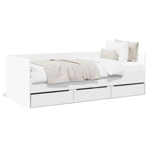 Divano Letto con Cassetti senza Materasso Bianco 100x200 cm - Foto 1