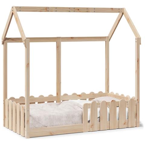 Giroletto Casetta per Bambini 70x140 cm Legno Massello di Pino - Foto 1