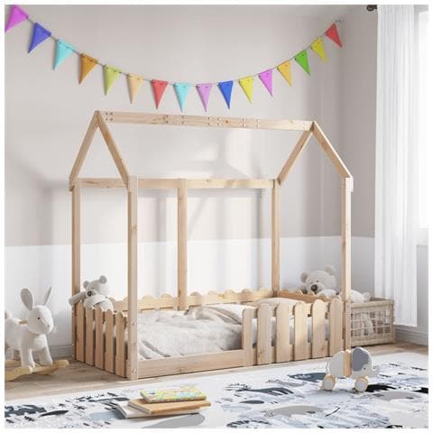 Giroletto Casetta per Bambini 70x140 cm Legno Massello di Pino - Foto 2