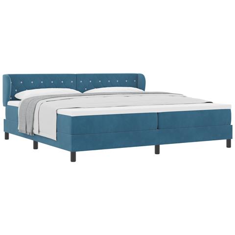 Letto a Rete  con Materasso Blu Scuro 200x200 cm in Velluto - Foto 1