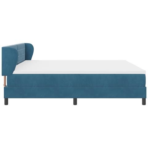 Letto a Rete  con Materasso Blu Scuro 200x200 cm in Velluto - Foto 9