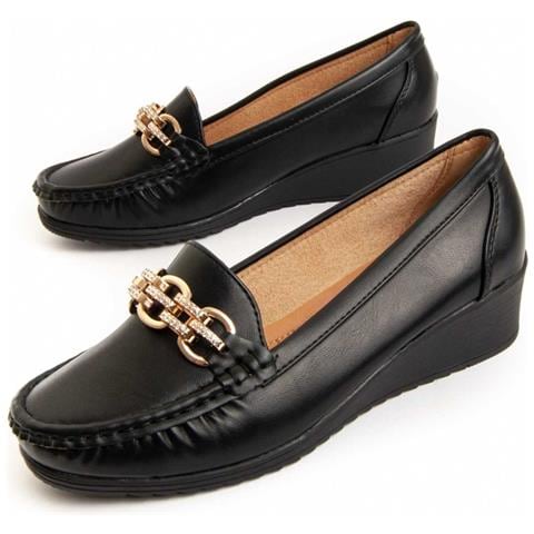 Mocassino Con Zeppa Moli3 Nero. - Foto 1