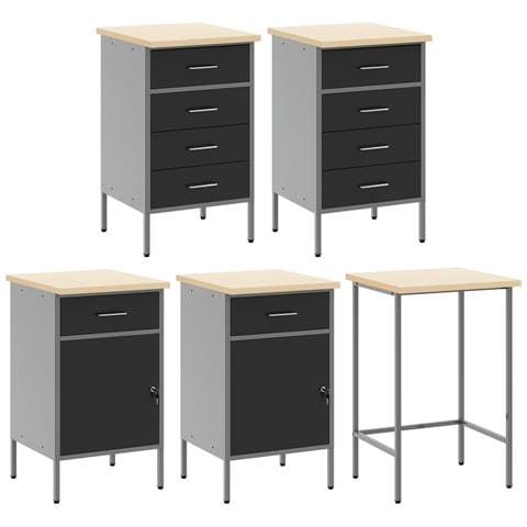Set da 12 Pezzi per Armadio da Lavoro e Pannello Perforato Nero in MDF e Metallo - Foto 7