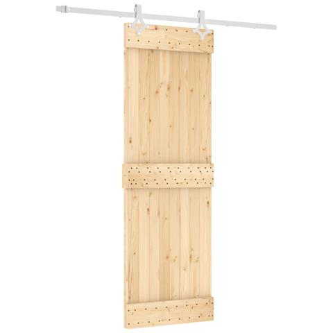 Porta Scorrevole con Set Hardware 70x210 cm Legno Massello Pino - Foto 1
