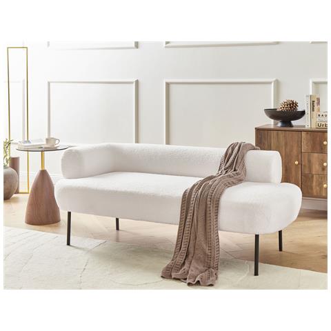 Chaise Longue Versione Sinistra Mirmande Bouclé Bianco Sporco - Foto 1