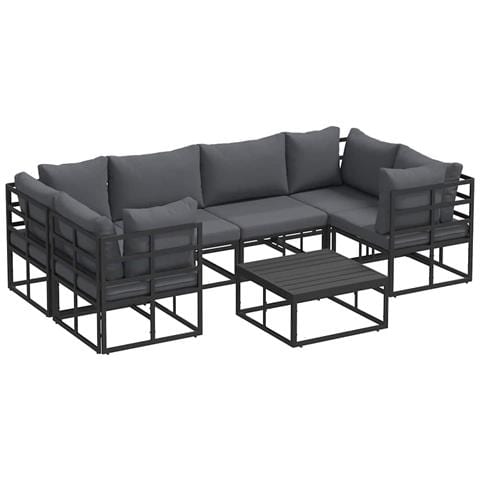 Set Divano da Giardino 7 pcs Nero Alluminio - Foto 1