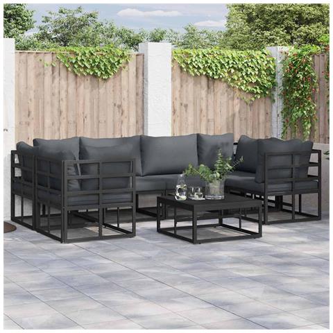 Set Divano da Giardino 7 pcs Nero Alluminio - Foto 2