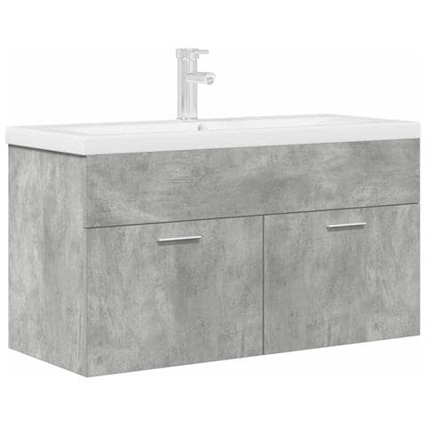 Mobile da Bagno con Lavabo Integrato e Rubinetto Grigio Cemento - Foto 1