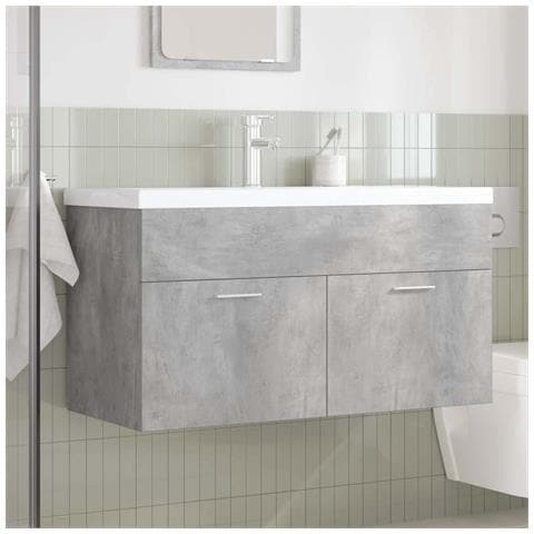 Mobile da Bagno con Lavabo Integrato e Rubinetto Grigio Cemento - Foto 2