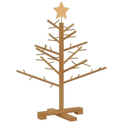 Albero di Natale in legno Marrone 75 cm Legno di pino massello - Foto 1