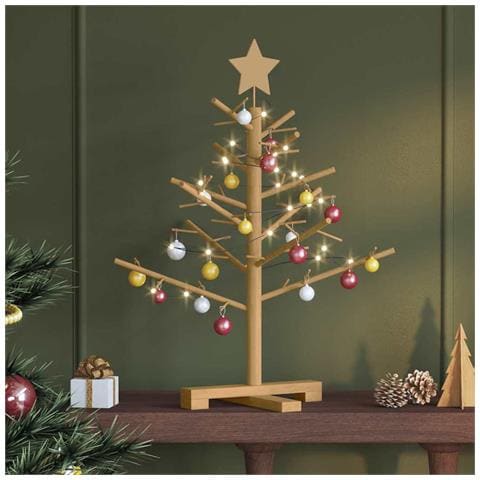 Albero di Natale in legno Marrone 75 cm Legno di pino massello - Foto 2