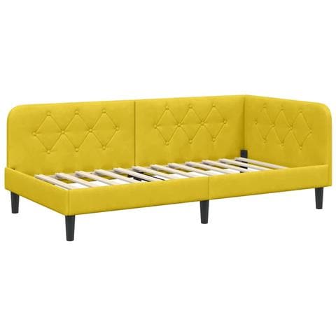 Cornice del letto ad angolo Giallo 100 x 200 cm Velluto - Foto 1