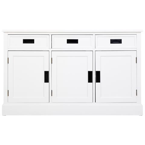 Credenza In Legno Bianco Con 3 Ante E 3 Cassetti 135x40x80,5h Cm - Foto 2