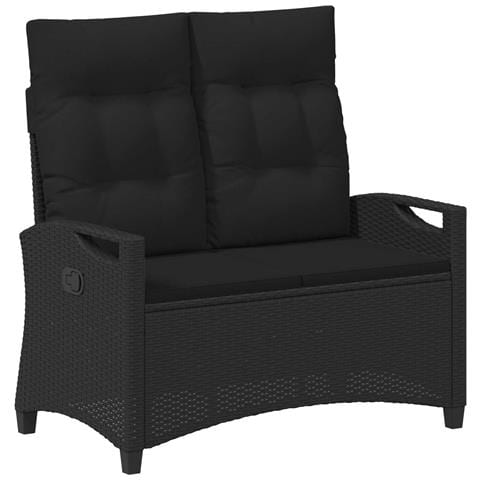 Panchina da giardino con cuscino Nero 105 x 60 x 112 cm - Foto 1