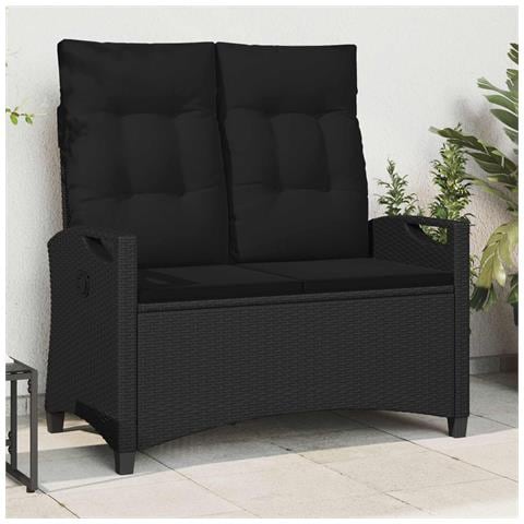Panchina da giardino con cuscino Nero 105 x 60 x 112 cm - Foto 2