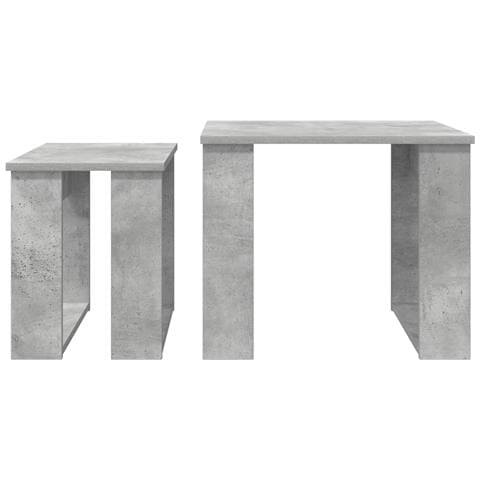 Set di Tavolini da Caffè 2 pcs Grigio cemento Legno multistrato - Foto 9