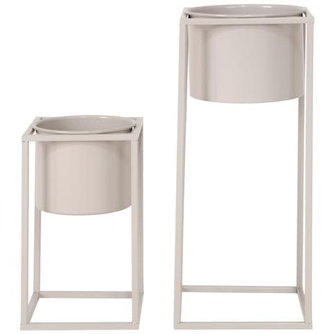 Set Di 2 Vasi Per Piante Marla-beige-metallo-17x17x31 Cm - Foto 1