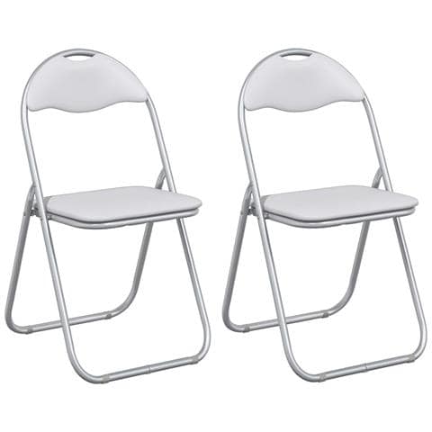 Sedia pieghevole 2 pcs Bianco e Grigio 48 x 43,5 x 81 cm - Foto 1