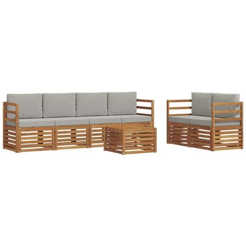 Set divani con cuscino 7 pcs Grigio Naturale e Chiaro - Foto 1
