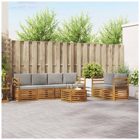 Set divani con cuscino 7 pcs Grigio Naturale e Chiaro - Foto 2