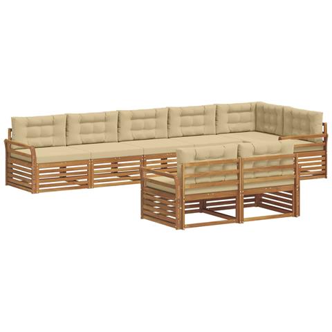 Set di divani da esterno con cuscino 8 pcs Naturale e Beige - Foto 1