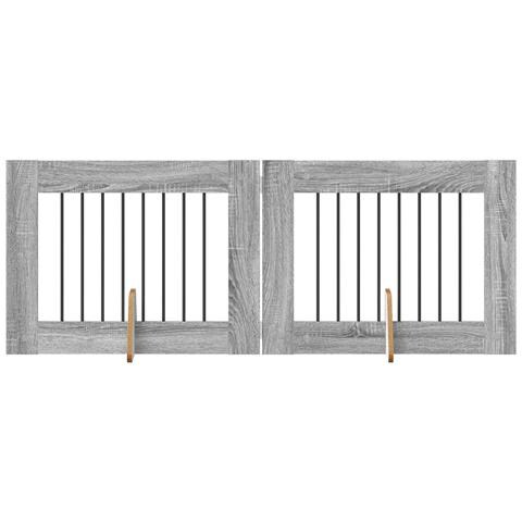 Cancello per cani con supporti 2 pcs Grigio Sonoma 80 x 60 cm - Foto 1