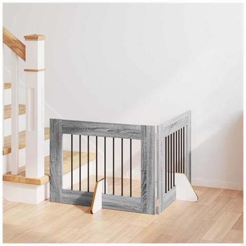Cancello per cani con supporti 2 pcs Grigio Sonoma 80 x 60 cm - Foto 2