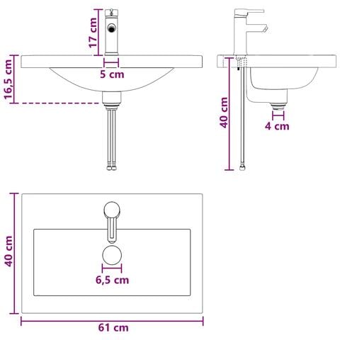 Lavabo da bagno Cromato 61 x 40 x 16,5 cm Metallo - Foto 8