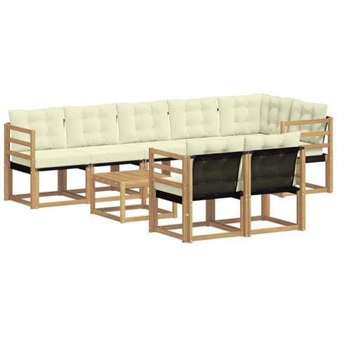 Set di divani da esterno con cuscino 9 pcs Bianco e Crema - Foto 1