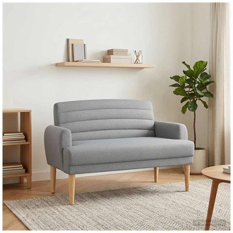 Loveseat con bottoni imbottiti Grigio Chiaro 116 x 67 x 80 cm - Foto 2