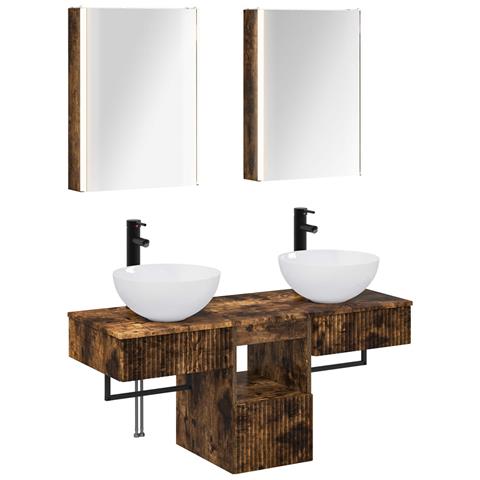 Set di Armadi da Bagno 5 pcs Rovere Fumo 43 x 11,5 x 60,5 cm - Foto 1