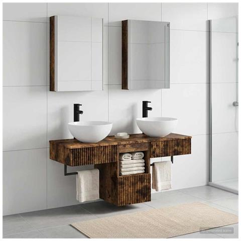 Set di Armadi da Bagno 5 pcs Rovere Fumo 43 x 11,5 x 60,5 cm - Foto 2