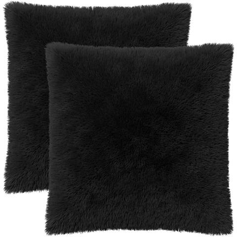 Cuscino con cuscino HEERLEN 2 pz Nero Fleece PV - Foto 1