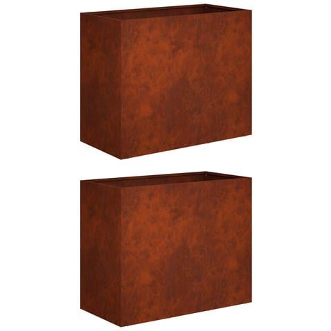Vaso da giardino 2 pz Ruggine 60 x 30 x 40 cm Acciaio Corten - Foto 1
