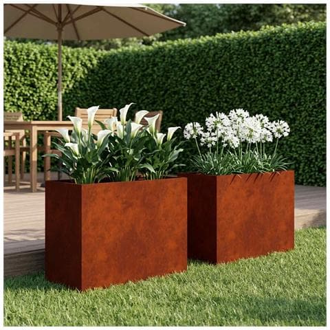 Vaso da giardino 2 pz Ruggine 60 x 30 x 40 cm Acciaio Corten - Foto 2