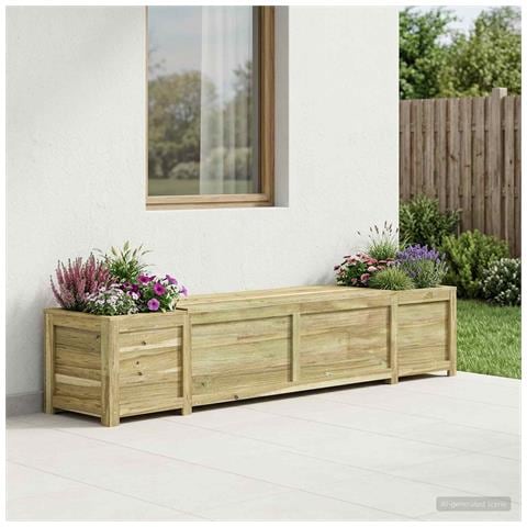 Panchina da giardino con fioriera Legno di Pino Impregnato - Foto 2
