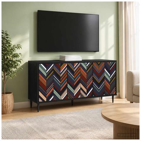 Mobile TV OMMEN 102 x 33 x 51 cm Rovere Nero - Foto 2