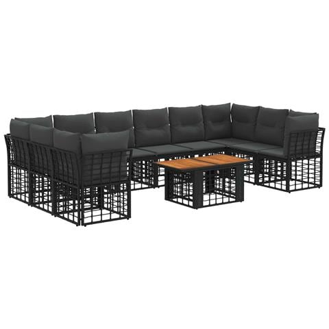 Set Divano da Giardino 11 pz Nero e Grigio scuro polyrattan - Foto 1