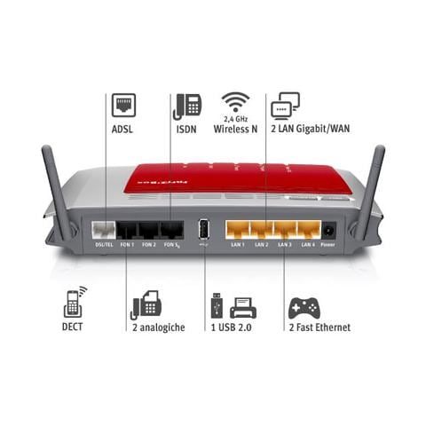 Modem Router Box 7272 N 450 Mbps 2 Porte Fast Ethernet 2 Porte LAN Gigabit / WAN 1 Porta USB - Foto 2