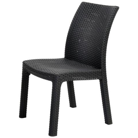 Set 2 sedie in resina effetto rattan colore antracite cm 48x62xH 88 - Foto 2