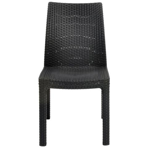 Set 2 sedie in resina effetto rattan colore antracite cm 48x62xH 88 - Foto 1