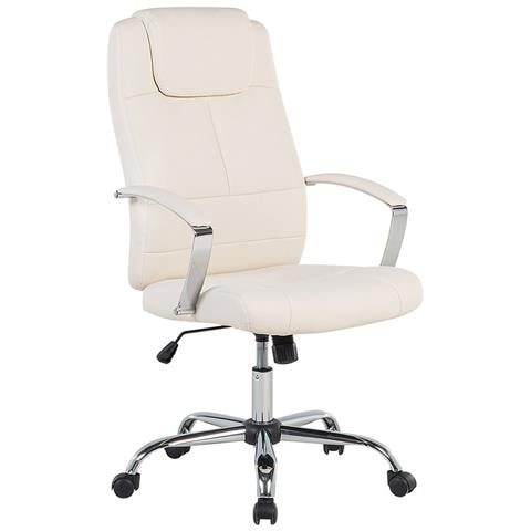 Sedia Da Ufficio Rivestita In Ecopelle Beige Winner - Foto 1