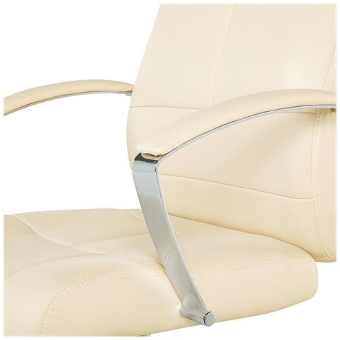 Sedia Da Ufficio Rivestita In Ecopelle Beige Winner - Foto 33